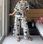 light grey  big love design night suit premium fabric for girls and woman