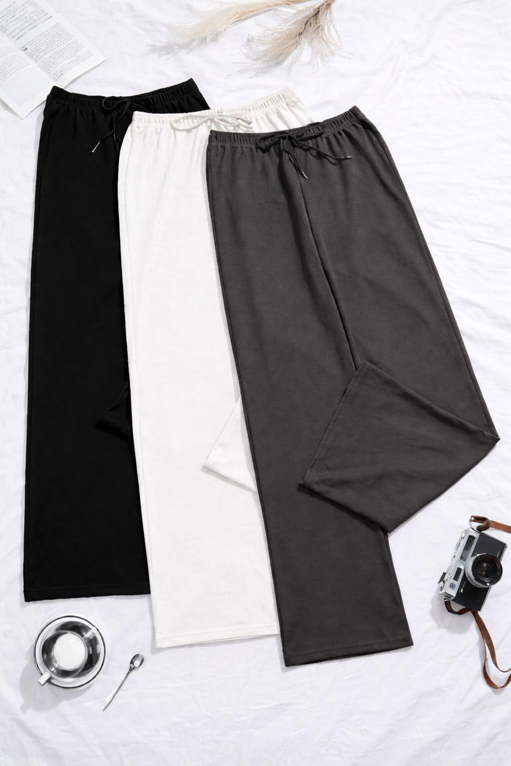 pack of 3 plain ladies trouser in soft cotton fabric