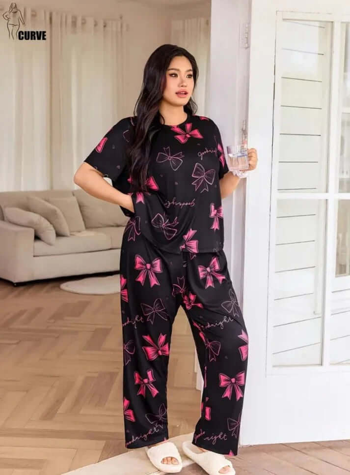 black and pink  night suit premium fabric for girls and woman