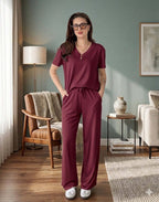 v neck half sleeves  style night suit in soft cotton fabric