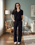 v neck half sleeves  style night suit in soft cotton fabric