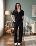 v neck half sleeves  style night suit in soft cotton fabric
