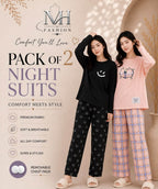 black smile and  pink sharkee  pack of two night suit