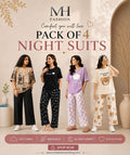 Pack of 4 Women's Cotton Jersey Night Suits – Soft & Comfortable Sleepwear
