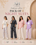 Pack of 4 Women's Cotton Jersey Night Suits – Soft & Comfortable Sleepwear