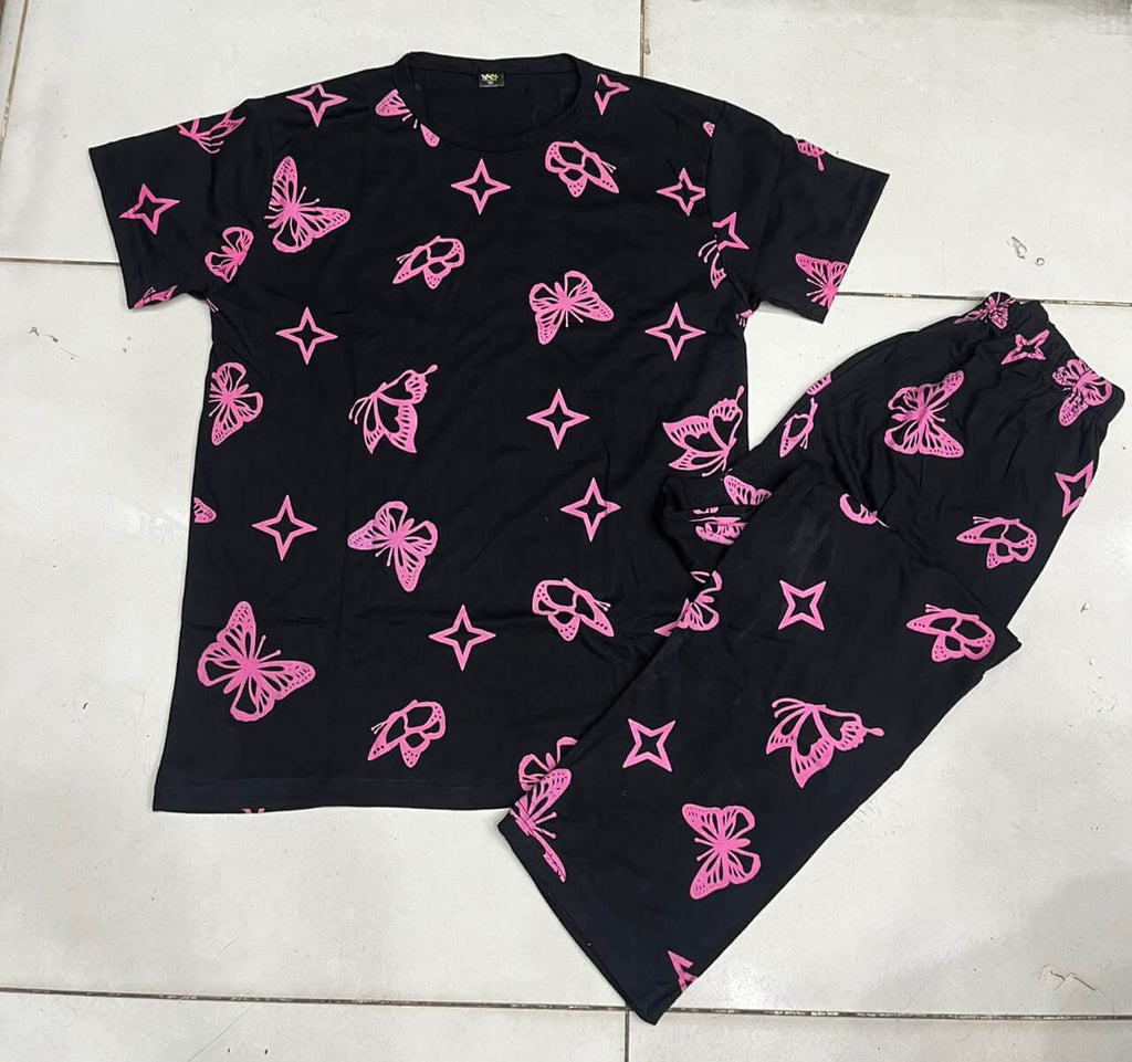 black butterfly  Printed Night Suit for Women – Soft Cotton PJ Set