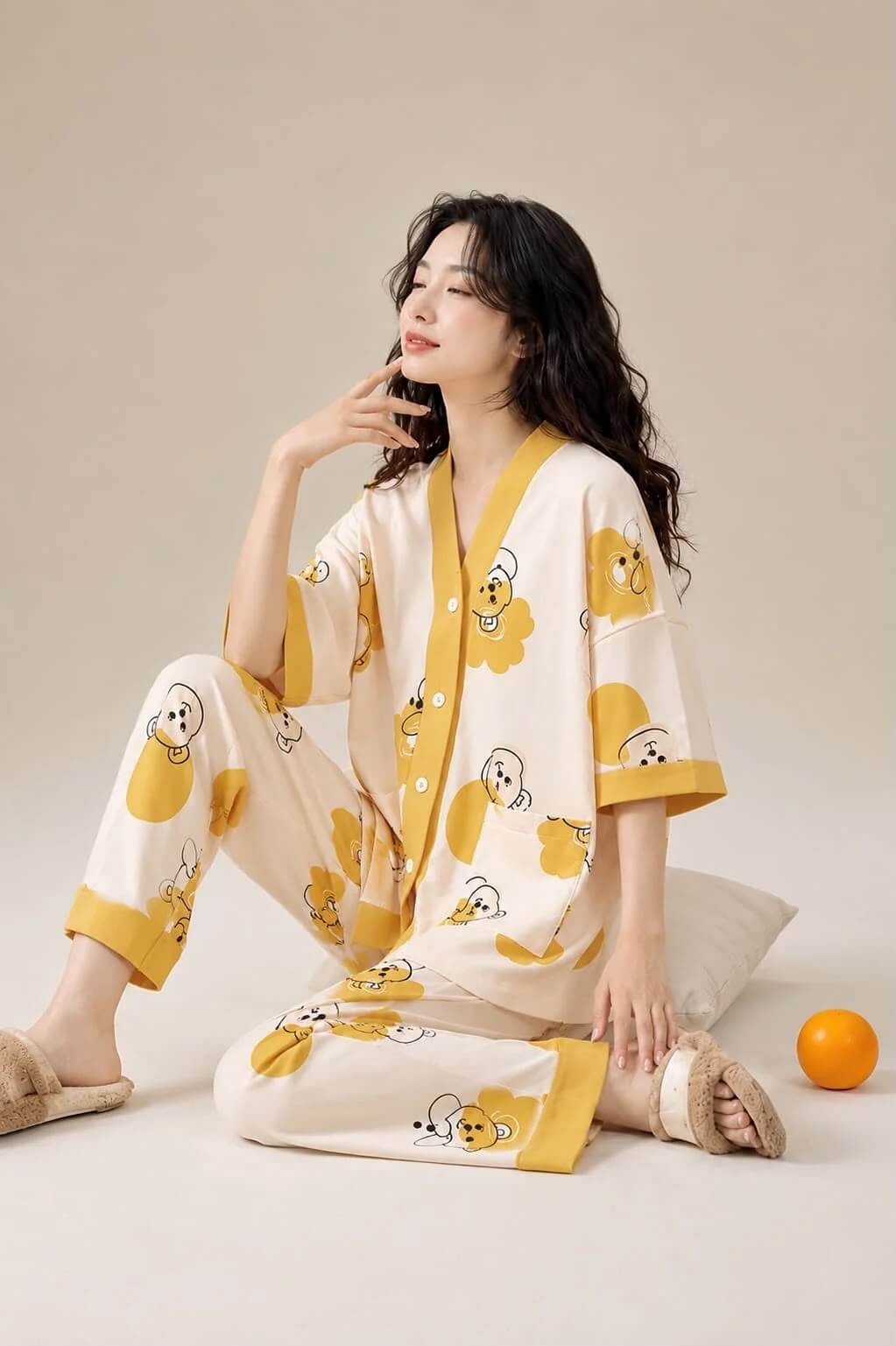 new arrival Printed V-Neck Button Printed Pjs