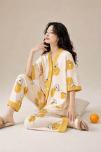 new arrival Printed V-Neck Button Printed Pjs