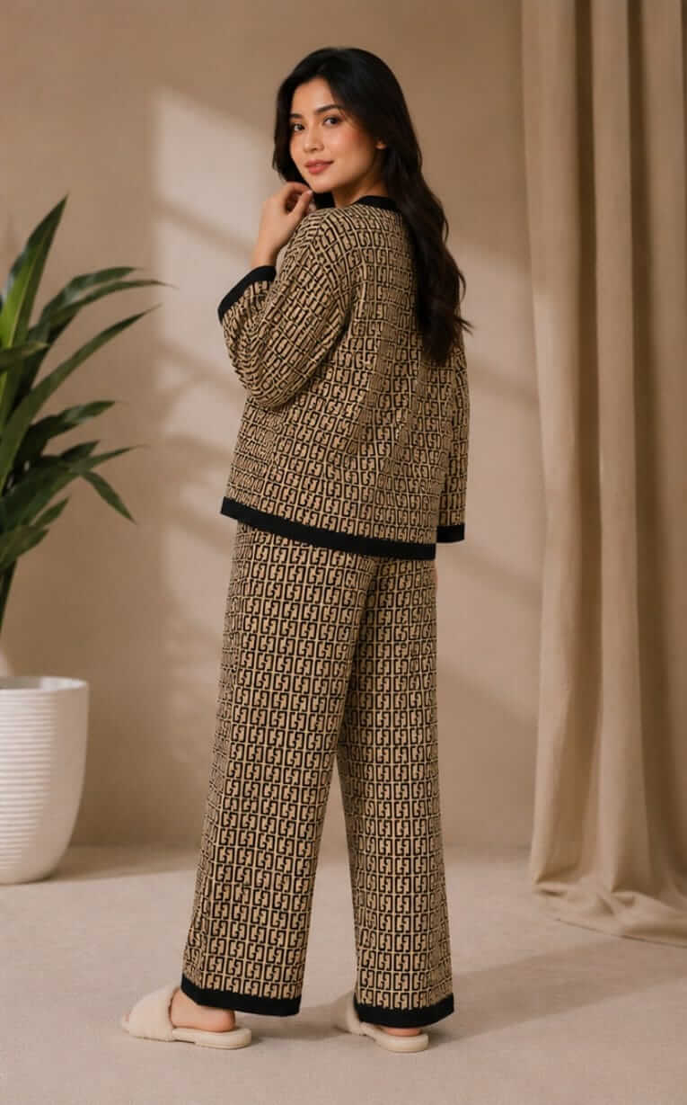Signature Monogram Printed Button Style Pj Set