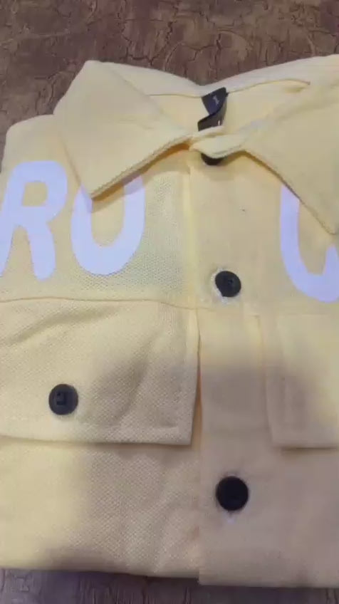Rock Yellow 2Pcs Cord Set Shirt With Short Printed Set