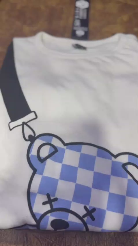 White Blue Pocket Style T-shirt With Short Printed Set