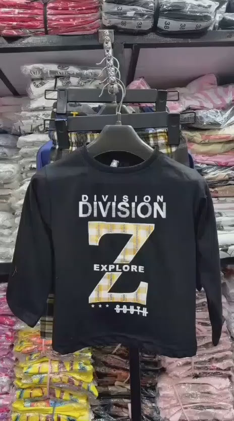 Black Division T-shirt With Trouser Printed Set