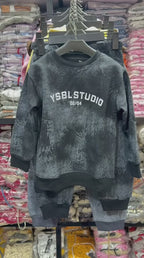 YSBL Studio Charcoal Grey Winter Fleece Kids Track Suits